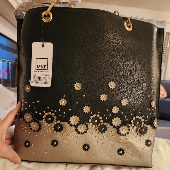 Mia K Petra Tote w/ wristlet  MFK Collection  Color-Pewter, with dustbag NWT - Picture 4 of 11